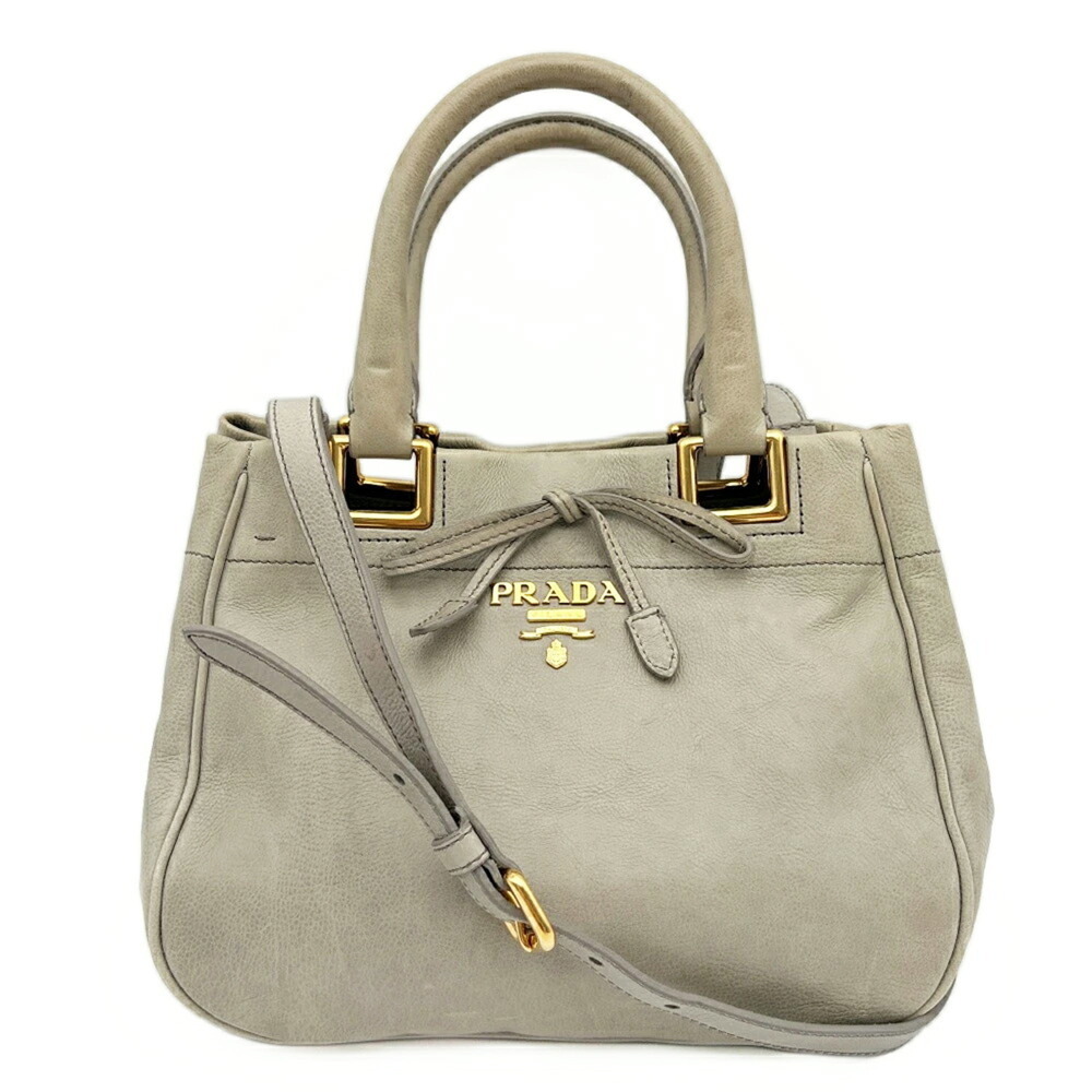 PRADA Gray Leather Shoulder Bag - Picture 1 of 16